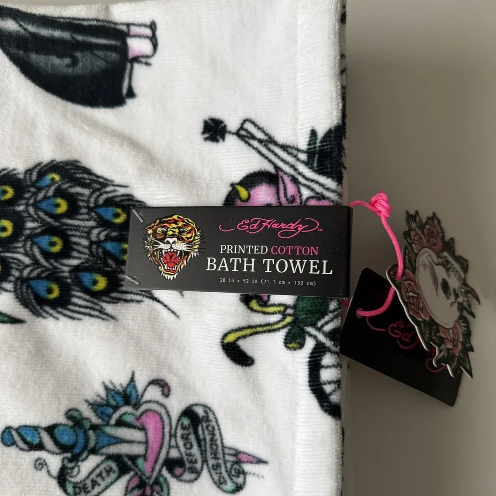 NEW Ed Hardy 1 Bath Towel Tattoo Skull Woman Peacock Eagle Motorcycle 28